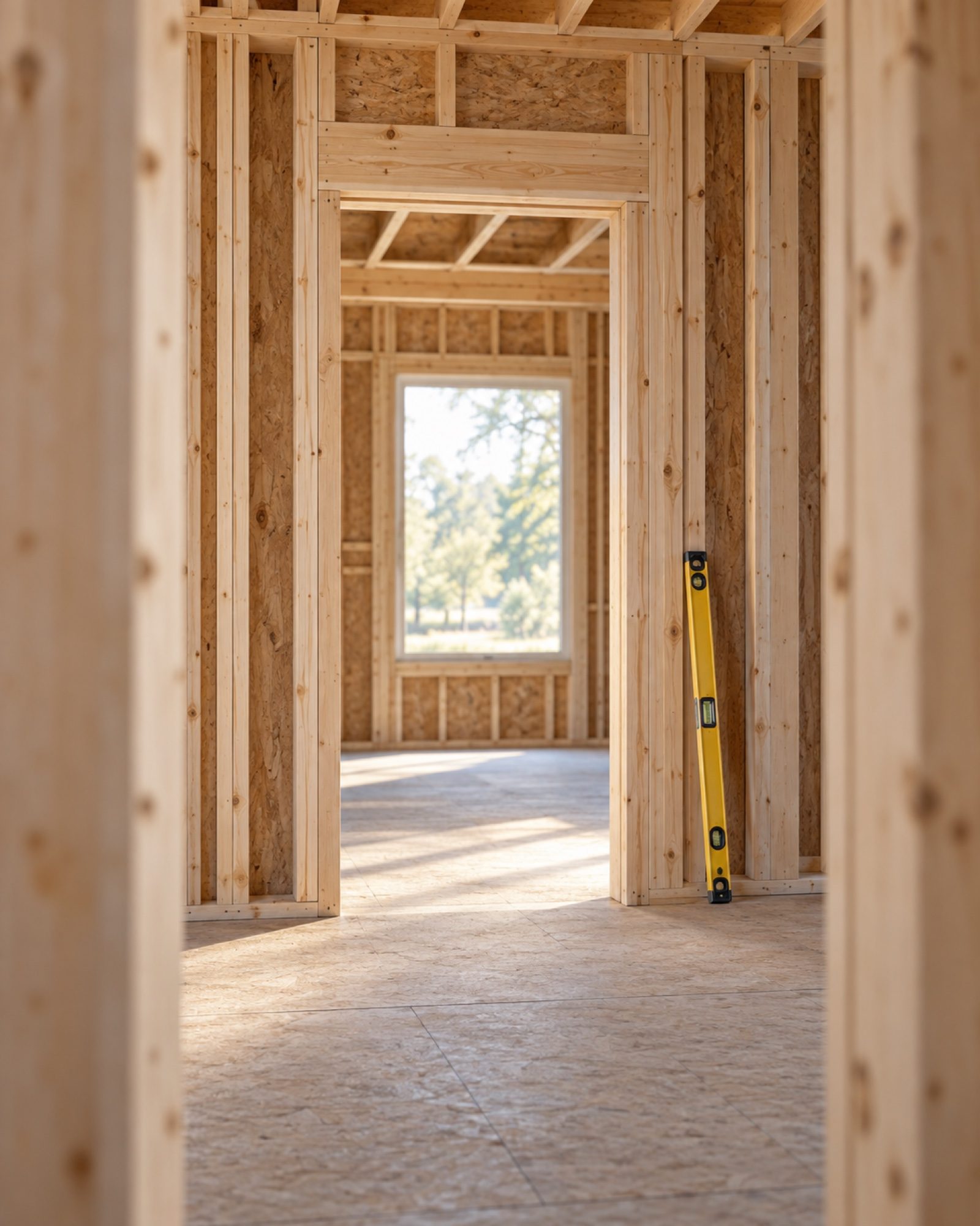 Framing and openings, new studs, headed opening. Material study for Home Additions and ADUs in Sumner, WA.