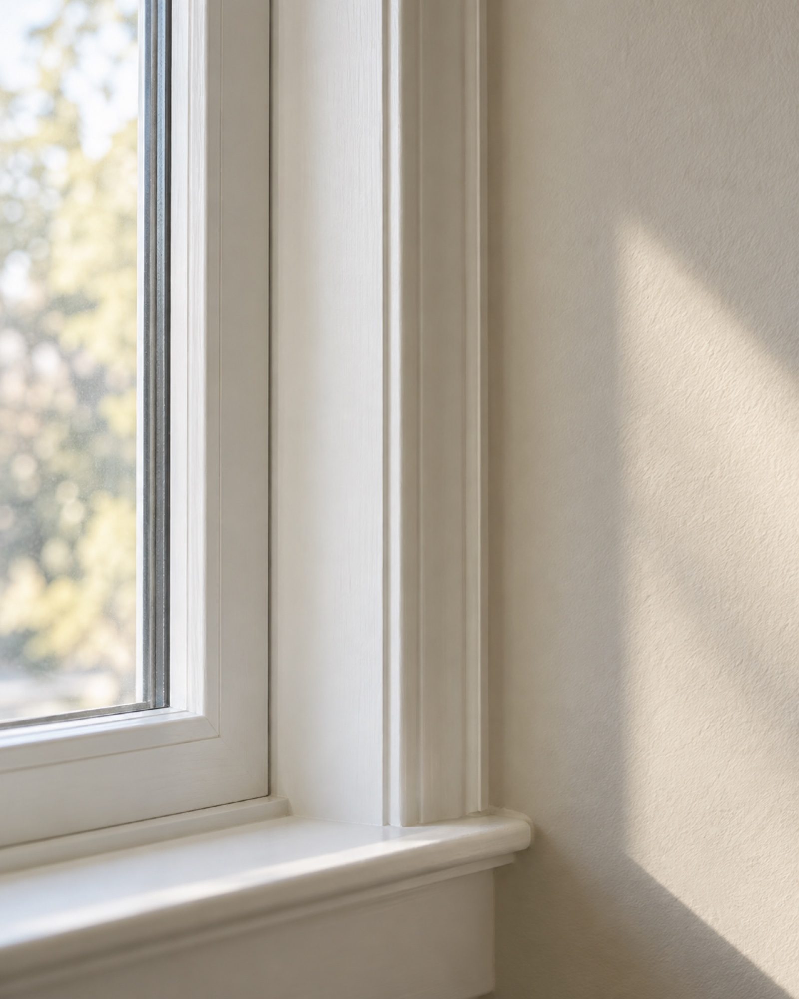Jamb and casing, sealed jamb, painted trim, new sill. Material study for Window Replacement in Kent, WA.